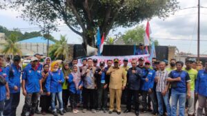 Kapolres Karimun Libatkan 142 Pesonel Dalam Pengamanan Unjuk Rasa Serikat Pekerja Seluruh Indonesia Karimun di Gedung DPRD Karimun.